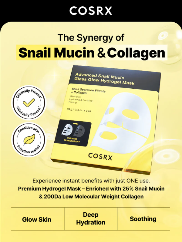 COSRX Advanced Snail Mucin Glass Glow Hydrogel Mask 35g